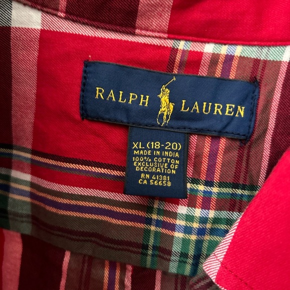 Ralph Lauren Red Plaid Button-Up Shirt - Picture 3 of 3